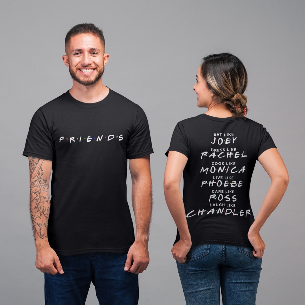 Friends TV Show Logo (Front) Eat Like Joey / Laugh Like Chandler (Front) T-Shirt
